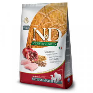 FARMINA N&D DOG LG CHICKEN SENIOR M/L suņu barība Vista, granātābols 12kg